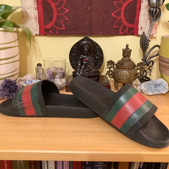 Gucci Pursuit 72 Pool Slides Slip-on Black Sandals Flip Flops Size 8M/9.5W - Picture 14 of 14